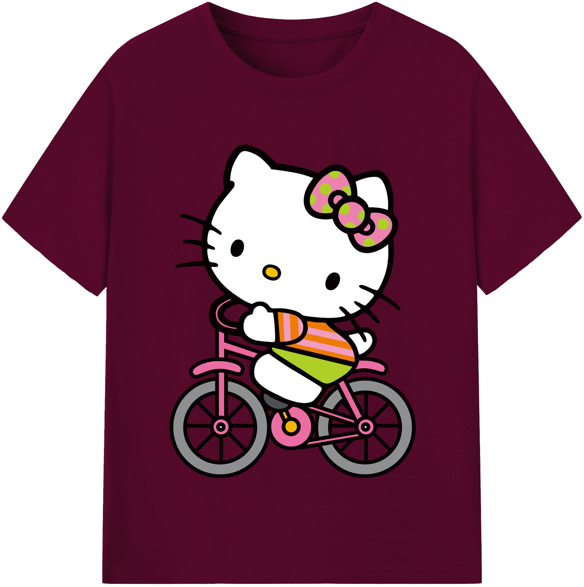 （画像用） Hello Kitty ハローキティ レディースカジュアルプリントTシャツ（綿100％）
